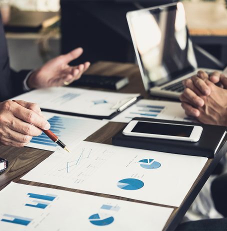 Co working conference, Business team meeting present, investor colleagues discussing new plan financial graph data on office table with laptop and digital tablet, Finance, accounting, investment.